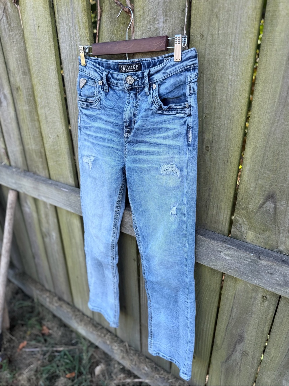 Salvage boys Light Blue Distressed Skinny Jeans - Picture 2 of 5
